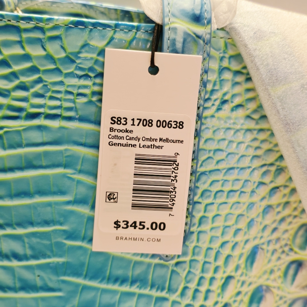 Brahmin Brooke Tote Bag in Cotton Candy Ombre Melbourne Leather w/ Zipper Pouch - Picture 11 of 14